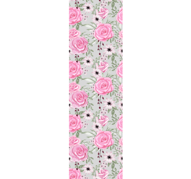 papel de parede flores Flores grandes rosa em cinza - TenStickers