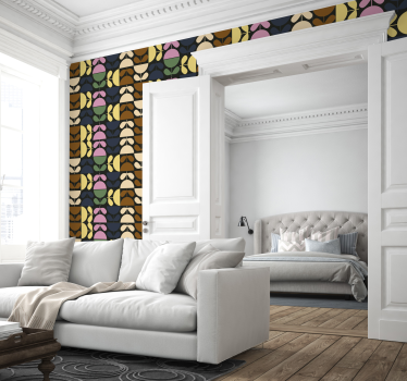 papel de parede floral padrões de folhas estilizadas - TenStickers