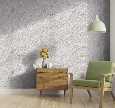 Papel de parede cinza escala floral - TenStickers
