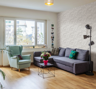 Papel de parede cinza escala floral - TenStickers