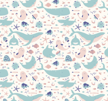 papel de parede animais Tubarões azul claro e escuro - TenStickers