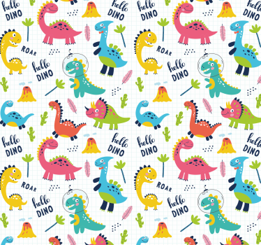 papel de parede quarto Padrão de dinossauro fofo - TenStickers
