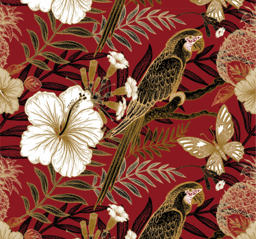 papel de parede animais Floral vermelho elegante - TenStickers