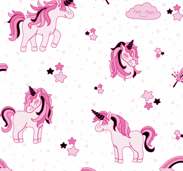 papel de parede criança Mundo do unicórnio estilo doodle - TenStickers