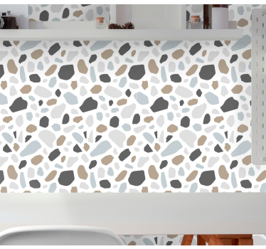 papel de parede pedra terrazo cinza - TenStickers