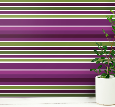 Papel de Parede riscas produtohorizontal roxo e verde - TenStickers