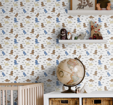 papel de parede quarto de bebé padrões de dinossauros - TenStickers