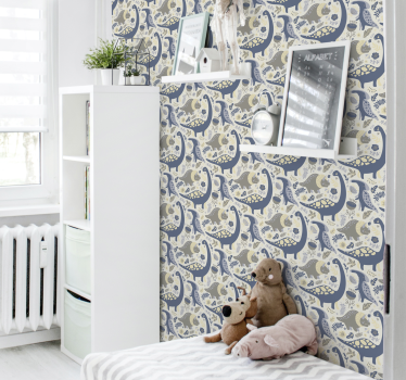 Papel de parede dinossauros padrão de dinossauro - TenStickers