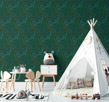 Papel de parede dinossauros rabiscos de dinossauros - TenStickers