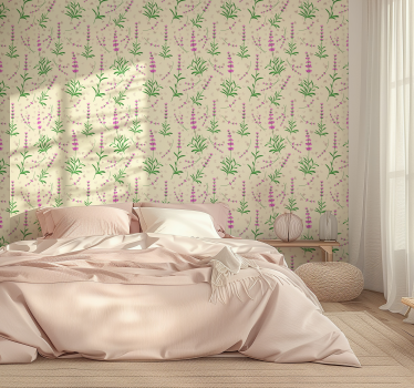 papel de parede quarto de casal projeto de plantas rosa - TenStickers