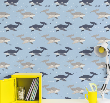 Papel de parede infantil Baleias nas ondas - TenStickers