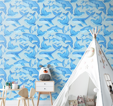 Papel de parede infantil Baleias organizadas - TenStickers