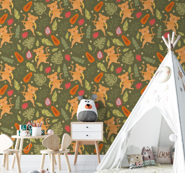 papel de parede animais Cabeças de macaco desenhando papel de par - TenStickers