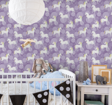 papel de parede quarto de bebé padrão unicórnio delícia - TenStickers