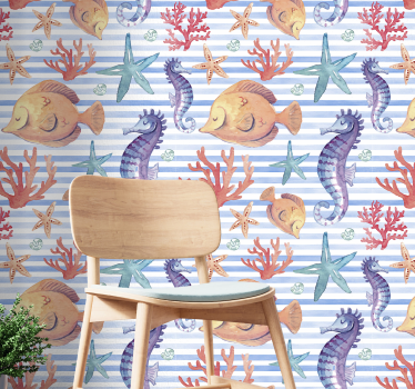 papel de parede animais Telhas de vida marinha - TenStickers