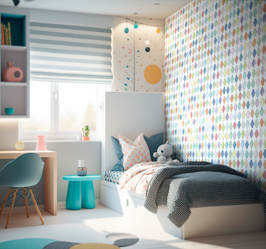 Papel parede artístico diamantes arlequim coloridos - TenStickers