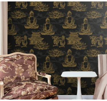 papel de parede quarto de casal iconografia budista - TenStickers