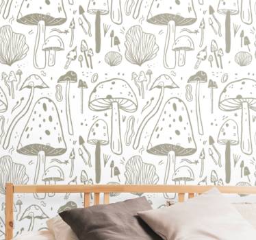 Papel de parede quarto de casal ilustrações de cogumelos - TenStickers