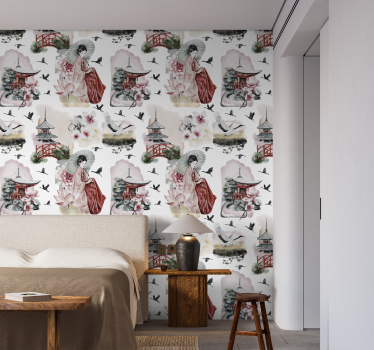 Papel de parede cabeceira japão - TenStickers