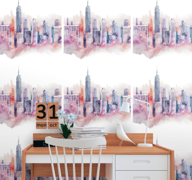 Papel de parede cidades e países aquarela urbana - TenStickers