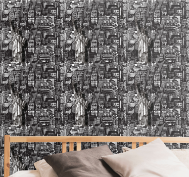 Papel de parede cidades e países estátua urbana colagem - TenStickers