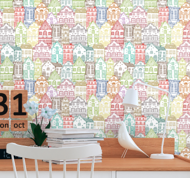 Papel de parede cidades e países padrão de moradia - TenStickers