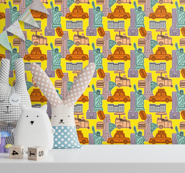 papel de parede Nova York tema de táxi urbano - TenStickers