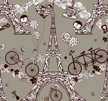 Papel de parede cidades e países vinhetas parisienses - TenStickers
