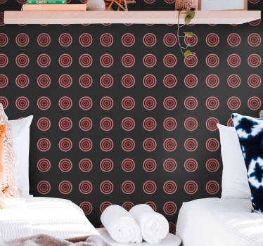 Papel de parede clássico padrão geométrico redondo vermelho - TenStickers