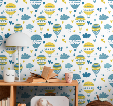 Papel de parede infantil Balões e nuvens coloridos - TenStickers