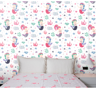 papel de parede criança Criança sereia com rabos de cavalo - TenStickers