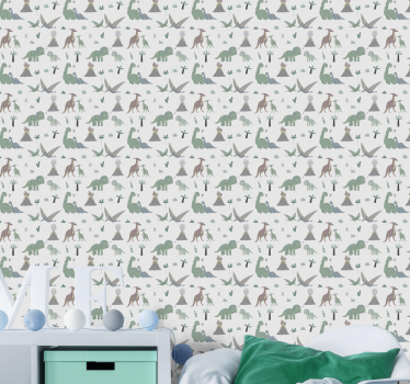 papel de parede criança Dinossauros e vulcões - TenStickers