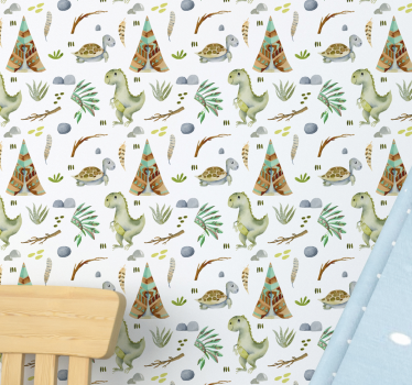papel de parede criança Dinossauros em aquarela - TenStickers