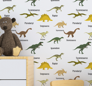 papel de parede criança Dinossauros realistas com nomes - TenStickers