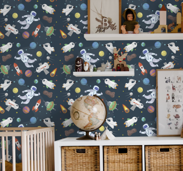 papel de parede criança Espaço dos desenhos animados - TenStickers