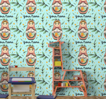 papel de parede criança Matryoshka com nome - TenStickers