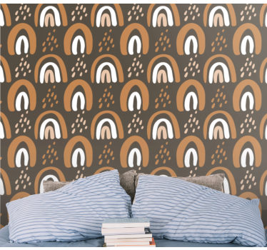 papel de parede criança Padrão arco-íris com gotas e chuva - TenStickers