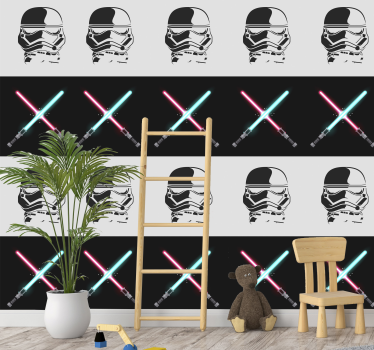 papel de parede criança Padrão de fronteira guerra nas estrelas - TenStickers