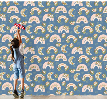 papel de parede criança Padrão infantil com arco-íris de primaver - TenStickers