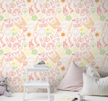 papel de parede criança Papel de parede com desenhos para criança - TenStickers