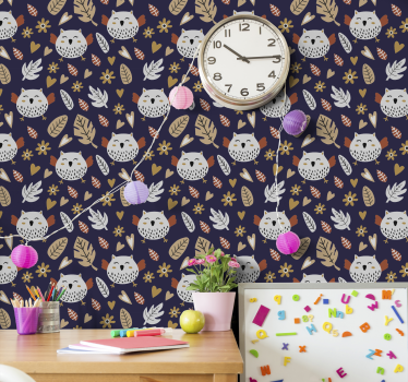 papel de parede criança Papel de parede de coruja grande e pequen - TenStickers