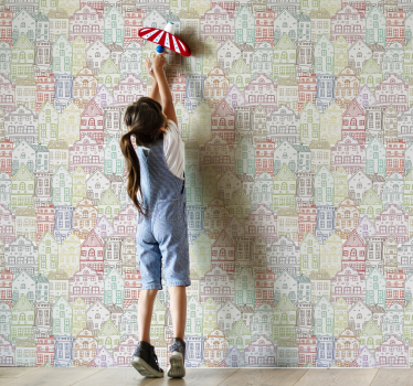 papel de parede criança Papel de parede de crianças de casas colo - TenStickers