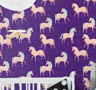 papel de parede criança Papel de parede elegante unicórnio - TenStickers