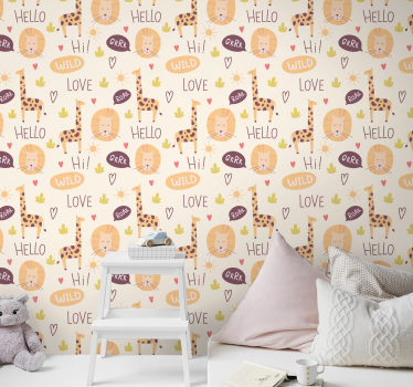 papel de parede criança Papel de parede infantil girafa bebê com - TenStickers
