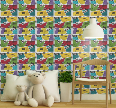 papel de parede criança Papel de parede para super-heróis infanti - TenStickers