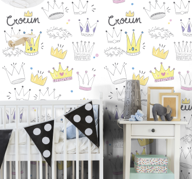 Papel de parede infantil pequenas coroas - TenStickers