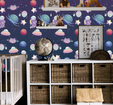papel de parede criança Planetas conectados - TenStickers