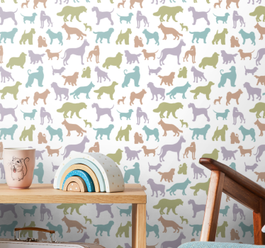 Papel de parede infantil cães em cores pastel - TenStickers