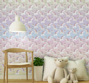 papel de parede criança Unicórnio aquarela - TenStickers