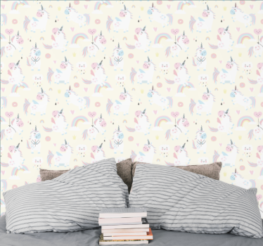 papel de parede criança Unicórnios felizes no país das maravilhas - TenStickers